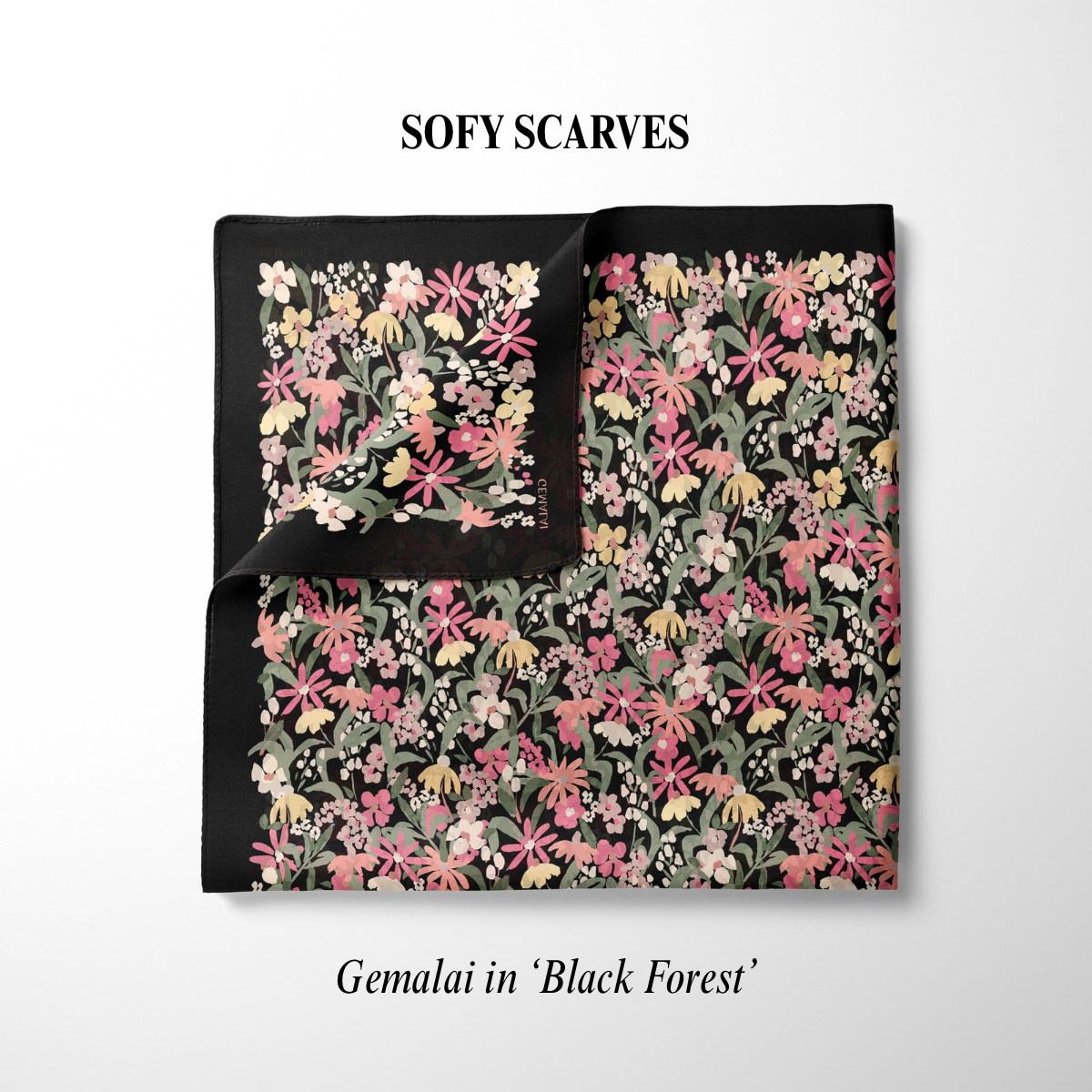 GEMALAI in Black Forest Velvet LuxeCotton Voile Square Hijab Bidang 46