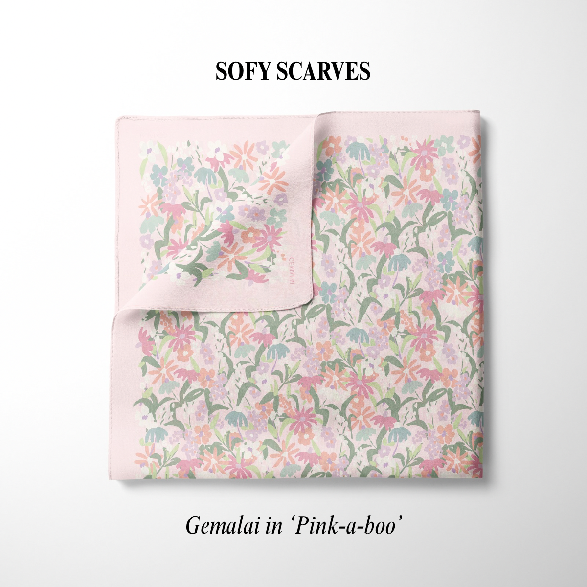 GEMALAI in Pink-a-boo Velvet LuxeCotton Voile Square Hijab Bidang 46
