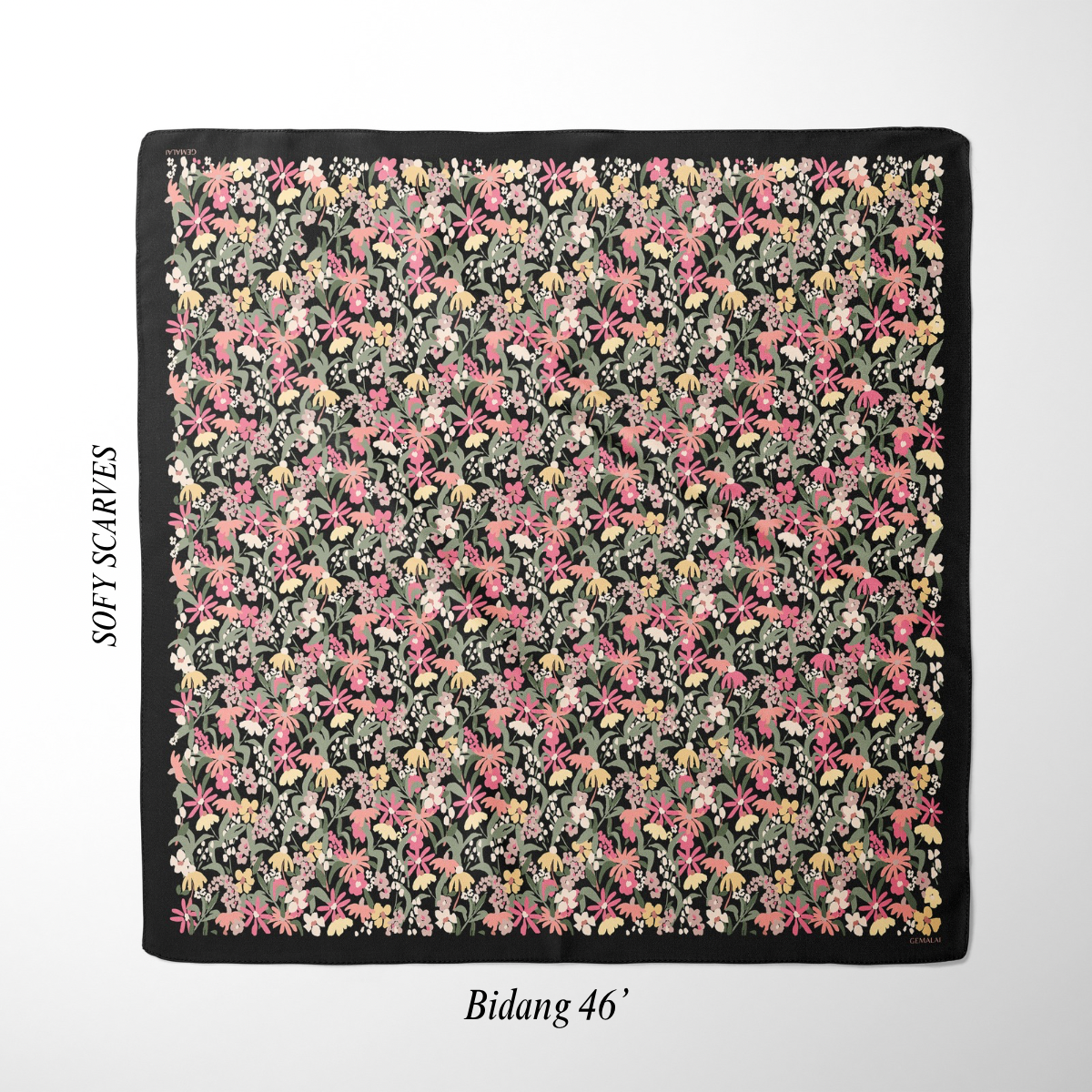 GEMALAI in Black Forest Velvet LuxeCotton Voile Square Hijab Bidang 46
