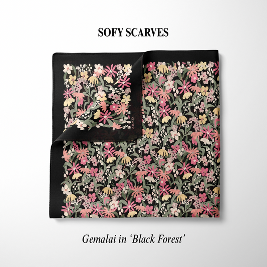GEMALAI in Black Forest Velvet LuxeCotton Voile Square Hijab Bidang 46