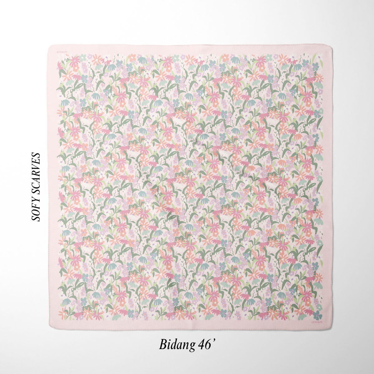 GEMALAI in Pink-a-boo Velvet LuxeCotton Voile Square Hijab Bidang 46